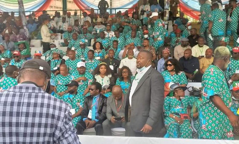 PHOTO NEWS: Transportation Minister, Amaechi with Rivers APC delegates at the national convention 3 IMG 20220326 WA0033