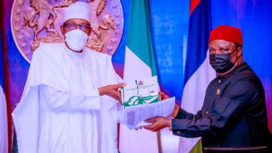 PHOTO NEWS: Buhari receives vertical revenue allocation formula review report 5 Buhari revenue2