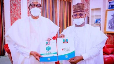 PHOTO NEWS: Yahaya Bello presents APC presidential nomination forms to Buhari 3 IMG 20220428 WA0007