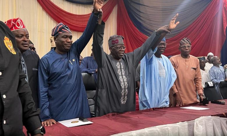 Breaking : Asiwaju Tinubu endorses Sanwo-Olu, Hamzat for second term 1 IMG 20220506 WA0018