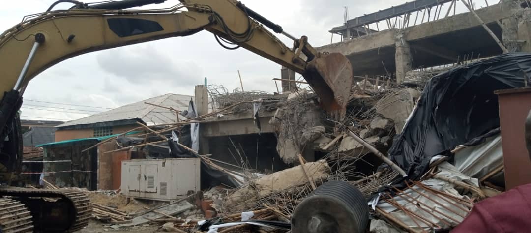 LASG demolishes collapsed 3 - storey RCCG under construction in Mushin 13 IMG 20220702 WA0018