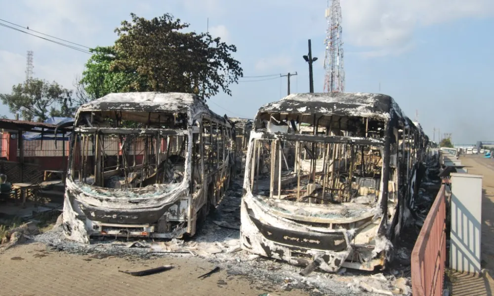 #EndSars: Court remands man for allegedly setting BRT bus terminal on fire 1 BRT burnt