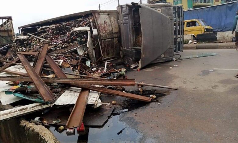 BREAKING: Gridlock as truck falls on Lagos road 7 FB IMG 1663846230371