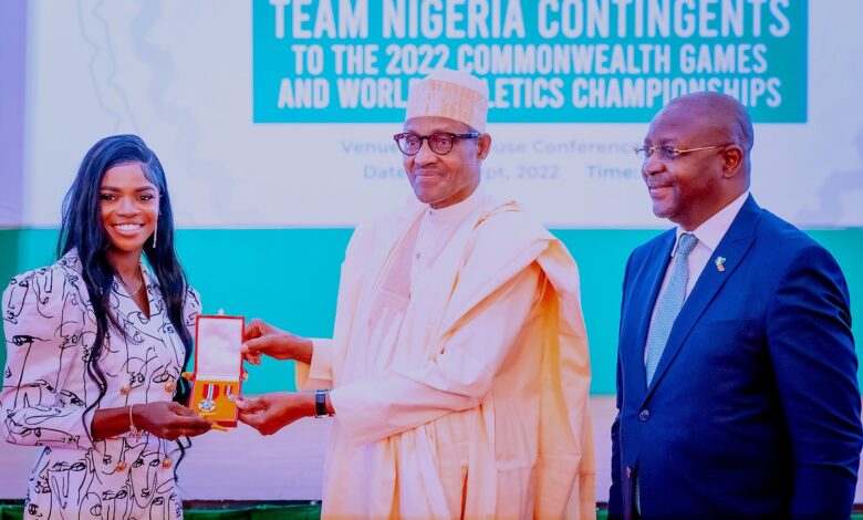 Buhari rewards Amusan, Brume, others with National Honours, N200m after sporting exploits 7 Tobi Amusan
