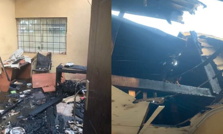 Hoodlums set INEC office on fire 1 INEC office
