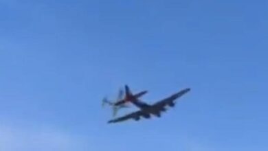 Two WW 2 planes collide in mid-air at Dallas air show 3 images 75