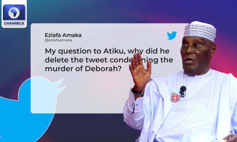 Why I deleted tweet condemning Deborah's murder - Atiku 1 Atiku Deborah