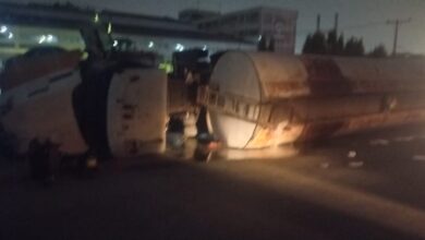 BREAKING: Motorcyclist trapped as tanker falls, spills 33,000 litres of fuel on Apapa-Oshodi Expressway 3 IMG 20230103 WA0250