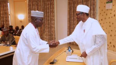 Buhari greets FIRS Chairman, Muhammad Nami, at 55 13 images 58