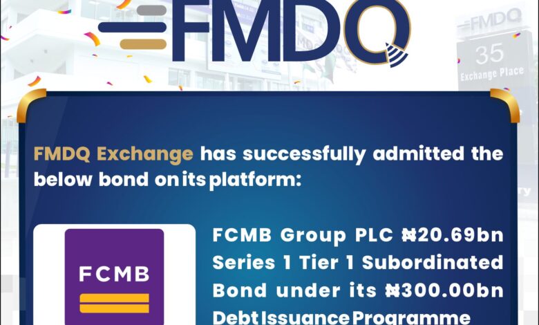 FCMB Group lists N20.69bn bond on FMDQ Exchange 1 May 2023 FCMB Group PLC Series 1 B L