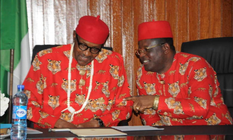 Umahi seeks Buhari's support for senate presidency bid 1 Umahi Buhari1