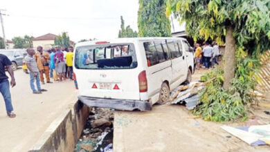 10 die in Lagos-Ibadan expressway accident 2 BUS AT THE ACCIDENT SCENE e1691746696867