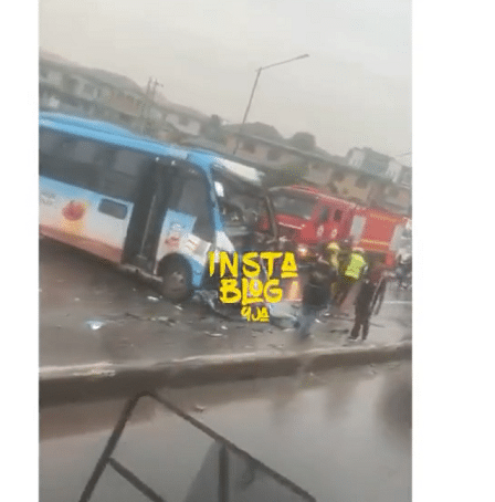 BREAKING: Many injured as two BRT buses collide in Ikeja 9 brt