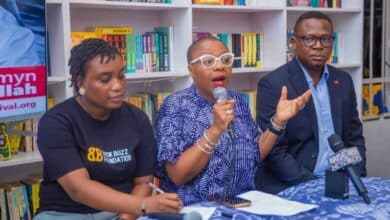 Gt0j7C1W Oyeshola Oloyede Team Lead Ake Arts and Books Festival Lola Shoneyin Convener Ake Arts and Books Festival and Mr Maurice Igugu Chief Marketing Officer Sterling Bank 1024x680 1