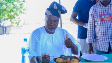 Prince Oyelade tasting Chef Maggies meal