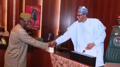 Fayemi reveals how he almost rejected Buhari's ministerial offer in 2015 12 PRESIDENT BUHARI AND MINISTERS STANDS FOR FAYEMI 1A
