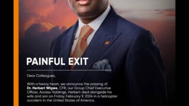 Access Holdings announces passing of Wigwe, Wife, Son 4 1408df2387224147b9e29c791a7abaaf