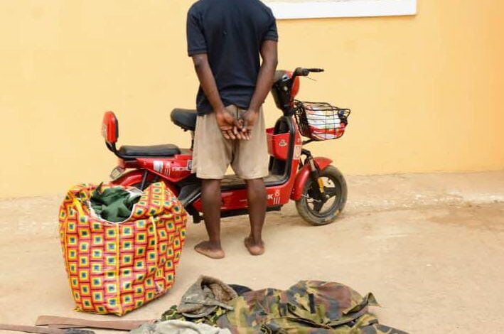 NSCDC nabs fake soldier, recovers army uniform, 3 cutlasses 1 IMG 20240223 WA0279