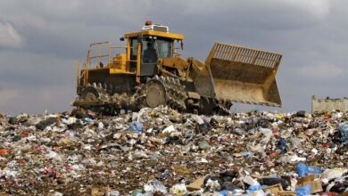 Lagos residents lament over stench from refuse dump, blame LAWMA 2 Bulldozer sanitary landfill waste garbage 1