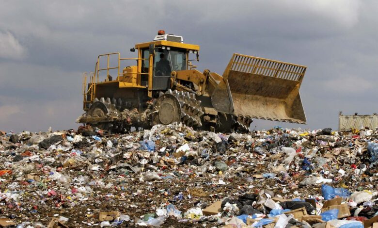Lagos residents lament over stench from refuse dump, blame LAWMA 1 Bulldozer sanitary landfill waste garbage 1