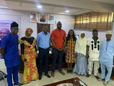 Oyo Govt. WaterAid set to sign new MoU 1 Hon. Adeojo in red top flanked by Mr. Adebayo 3rd left and others