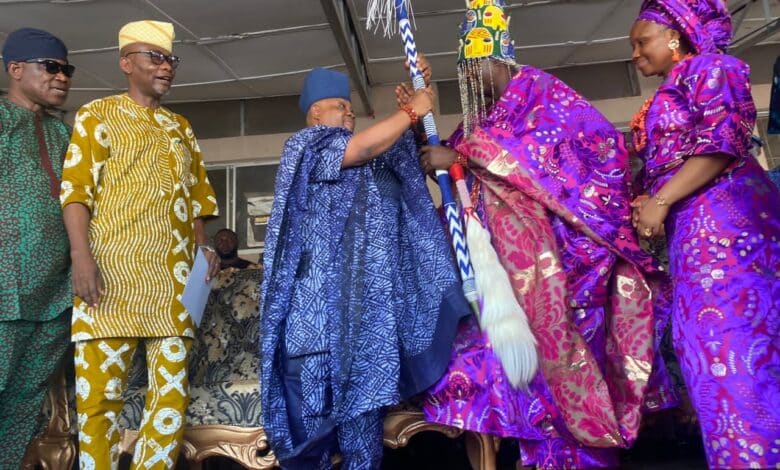 Gov. Adeleke presents staff of office to new Owa of Igbajo 3 IMG 20240320 WA0050