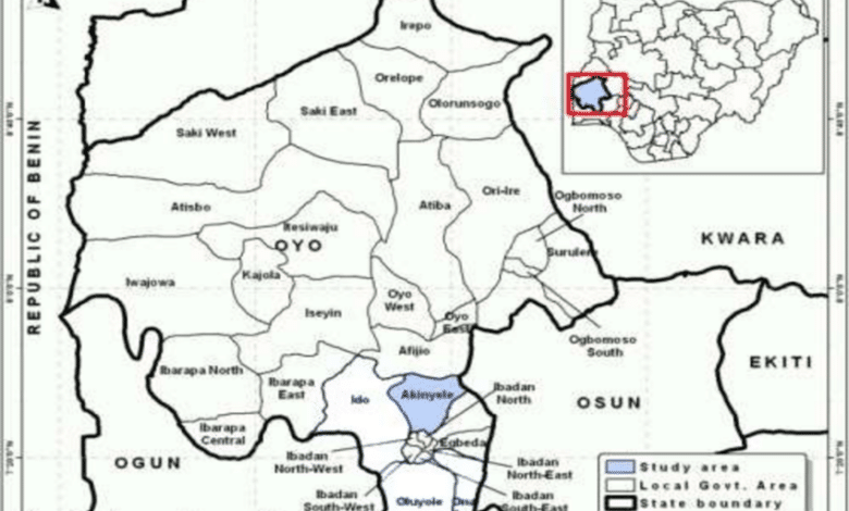 Insecurity: Oyo Council bans vigils, late night gatherings 1 Map of Akinyele Local Government Area wwwopen science repositorycom