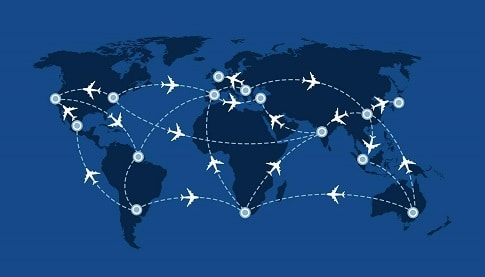 How new flight routes impact Nigeria's business, migration dynamics — by Innocent Raphael 1 world travel map with airplanes flight routes and pins marker illustration vector