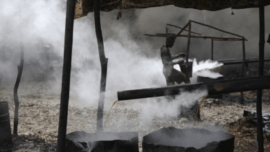 Oil Theft: Police bust illegal refinery, arrest 4 7 A man works at an illegal oil refinery site