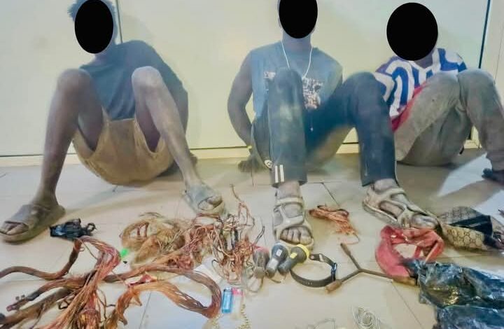 Lagos Neighborhood officers nab three for stealing electricity cable 1 FB IMG 1737901209450