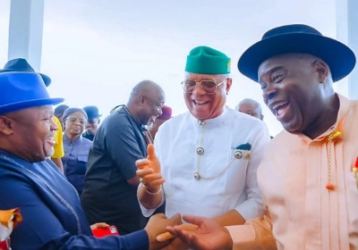 Governor Eno lauds Bayelsa’s Douye Diri as pragmatic leader, commissions new road 1