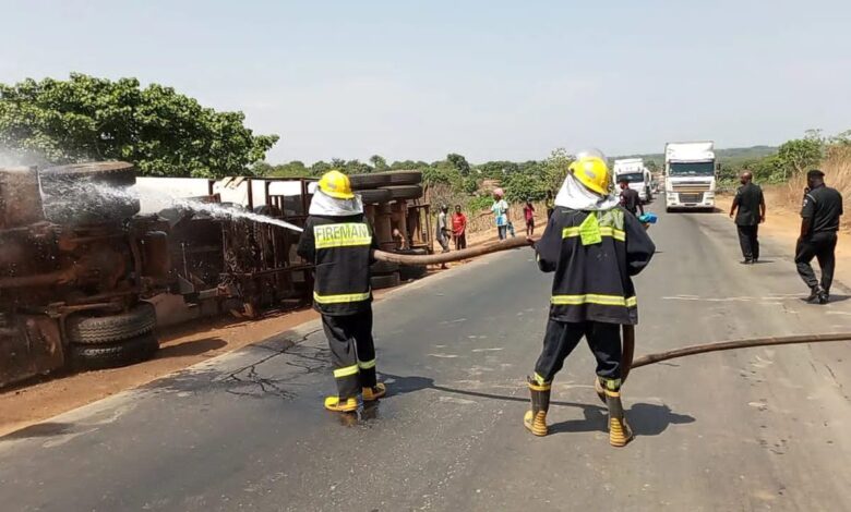 Tragedy averted as petrol tanker overturns in Oyo 1 IMG 20250318 WA0054