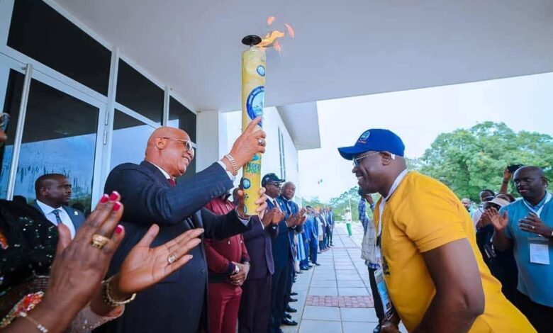 Governor Eno receives torch to launch Niger Delta Sports Festival 7 IMG 20250403 WA0012