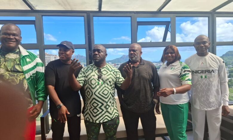 NSC DG encourages Nigerian weightlifters with cash support in Mauritius 1 IMG 20250423 WA0010