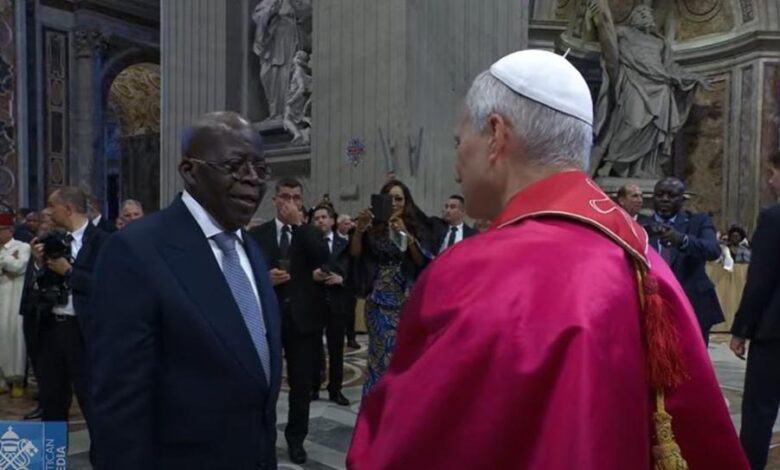 President Tinubu greets Pope Leo XIV during Vatican visit 1 IMG 20250518 WA0026