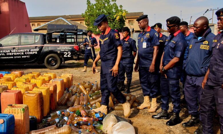 NSCDC raids suspected vandals hideout in Badagry, recovers PMS in plastic containers, other items 5 IMG 20250529 WA0035