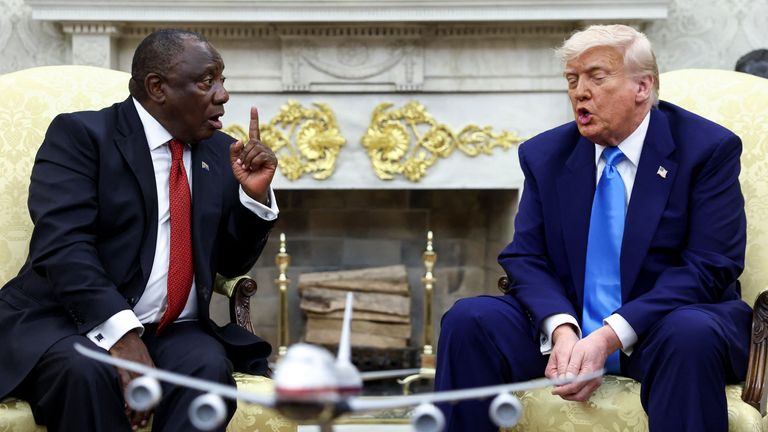 How Trump-Ramaphosa confrontation went down in South Africa 1 skynews donald trump cyril ramaphosa 6923546
