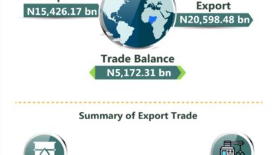 Nigeria's total merchandise trade drops by 1.58% YoY at N36.2trn in Q1 2025, says NBS 9 nbs 1