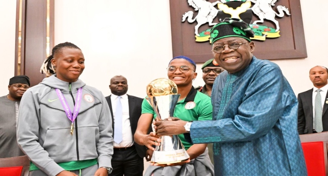 President Tinubu’s reward for Super Falcons will inspire Nigerian girl-child — NFF boss 1 Super Falcons Goalkeeper Chiamaka Nnadozie Ajibade and Tinubu