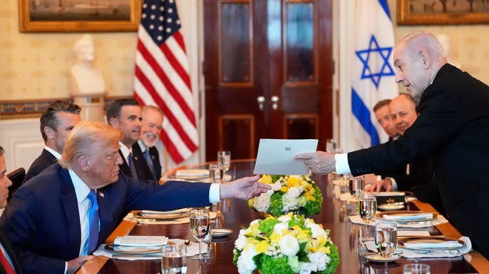 Netanyahu surprises Trump with formal Nobel Peace Prize nomination during historic White House meeting 1 trump netanyahu nobel scaled 1