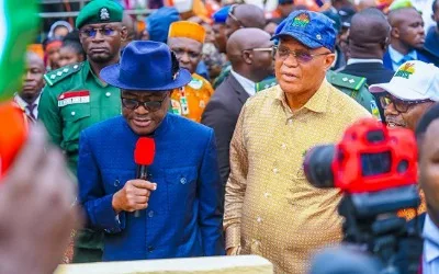Wike applauds Eno as Akwa Ibom commissions 17.33km of roads in Ika 1