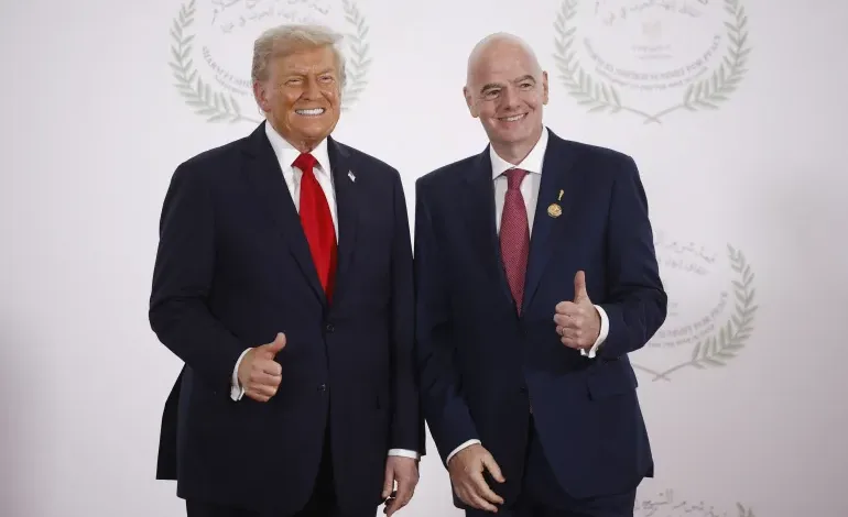Why was FIFA President Infantino with Trump at Gaza peace summit in Egypt? 1 AFP 20251013 78MW84H v1 HighRes EgyptUsIsraelPalestinianConflictSummit 1760430376