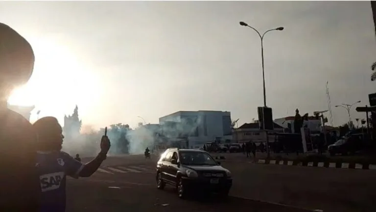 #FreeNnamdiKanu: Protesters flee as security operatives fire teargas in Abuja 1 tear gas nnamdi 768x432 1