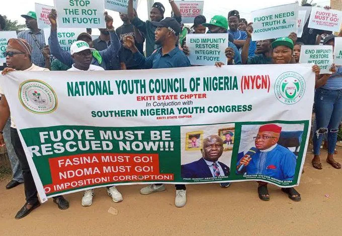 Youth Council leads protest in FUOYE, defies SUG warning 1 IMG 20251103 WA0003