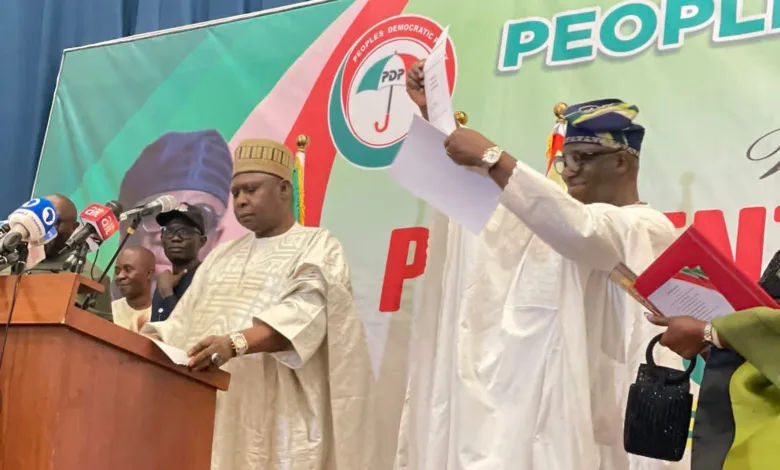 Ekiti 2026: Turaki presents Certificate of Return to PDP gubernatorial candidate 1 FB IMG 1765400011255