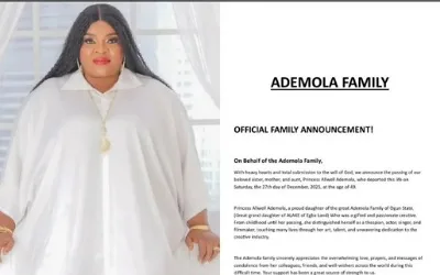 Family releases statement on late actress Allwell Ademola 1