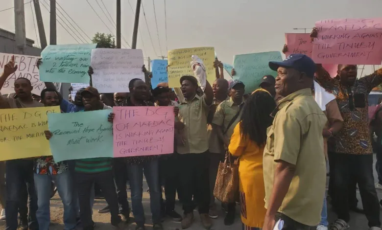 Alcohol Sachet Ban: Distillers, Labour Unions protest at NAFDAC Lagos Office 5 FB IMG 1769170092140