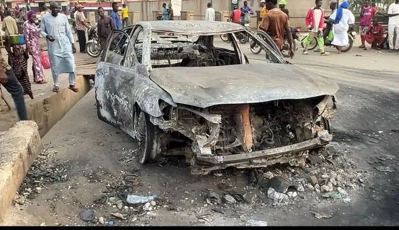 Ekiti youths burn suspected internet fraudster’s car after hitting meat seller 1 IMG 20260118 WA0017