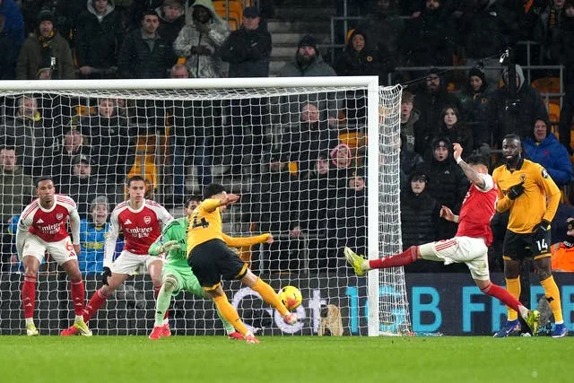 Wolves snatch point as Calafiori’s own goal cancels Arsenal lead 1 Wolverhampton Wanderers v Arsenal Premier League Molineux oz3be5rj