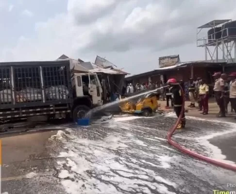 One feared dead as truck smashes stationary tricycle along Eleko in Lagos 1 WhatsApp Image 2026 03 01 at 5.51.05 PM 486x400 1